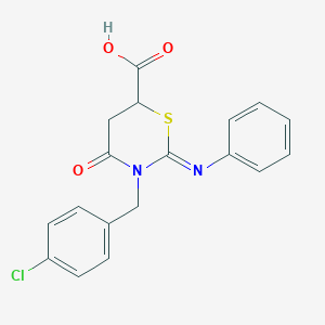 molecular formula C18H15ClN2O3S B389041 (2Z)-3-(4-chlorobenzyl)-4-oxo-2-(phenylimino)-1,3-thiazinane-6-carboxylic acid CAS No. 312512-86-0