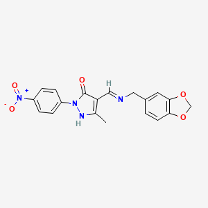 (4E)-4-({[(2H-1,3-BENZODIOXOL-5-YL)METHYL]AMINO}METHYLIDENE)-3-METHYL-1-(4-NITROPHENYL)-4,5-DIHYDRO-1H-PYRAZOL-5-ONE