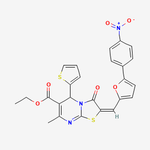 ethyl (2E)-7-methyl-2-[[5-(4-nitrophenyl)furan-2-yl]methylidene]-3-oxo-5-thiophen-2-yl-5H-[1,3]thiazolo[3,2-a]pyrimidine-6-carboxylate