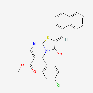 molecular formula C27H21ClN2O3S B3890506 ethyl (2Z)-5-(4-chlorophenyl)-7-methyl-2-(naphthalen-1-ylmethylidene)-3-oxo-5H-[1,3]thiazolo[3,2-a]pyrimidine-6-carboxylate 