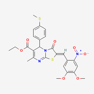 ethyl (2Z)-2-[(4,5-dimethoxy-2-nitrophenyl)methylidene]-7-methyl-5-(4-methylsulfanylphenyl)-3-oxo-5H-[1,3]thiazolo[3,2-a]pyrimidine-6-carboxylate