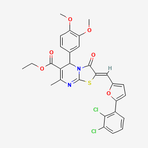 molecular formula C29H24Cl2N2O6S B3890536 ethyl 2-{[5-(2,3-dichlorophenyl)-2-furyl]methylene}-5-(3,4-dimethoxyphenyl)-7-methyl-3-oxo-2,3-dihydro-5H-[1,3]thiazolo[3,2-a]pyrimidine-6-carboxylate 