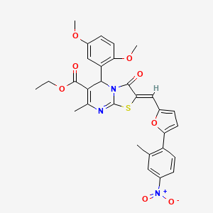 molecular formula C30H27N3O8S B3890542 ethyl 5-(2,5-dimethoxyphenyl)-7-methyl-2-{[5-(2-methyl-4-nitrophenyl)-2-furyl]methylene}-3-oxo-2,3-dihydro-5H-[1,3]thiazolo[3,2-a]pyrimidine-6-carboxylate 