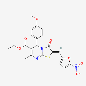 molecular formula C22H19N3O7S B3890553 ethyl (2Z)-5-(4-methoxyphenyl)-7-methyl-2-[(5-nitrofuran-2-yl)methylidene]-3-oxo-5H-[1,3]thiazolo[3,2-a]pyrimidine-6-carboxylate 