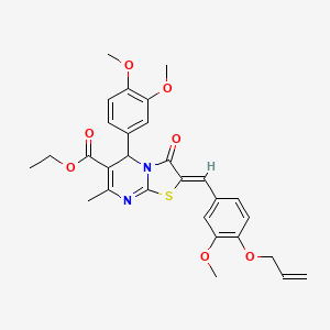 Ethyl (2Z)-5-(3,4-dimethoxyphenyl)-2-{[3-methoxy-4-(prop-2-EN-1-yloxy)phenyl]methylidene}-7-methyl-3-oxo-2H,3H,5H-[1,3]thiazolo[3,2-A]pyrimidine-6-carboxylate