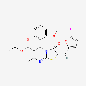 molecular formula C22H19IN2O5S B3890578 ethyl 2-[(5-iodo-2-furyl)methylene]-5-(2-methoxyphenyl)-7-methyl-3-oxo-2,3-dihydro-5H-[1,3]thiazolo[3,2-a]pyrimidine-6-carboxylate 