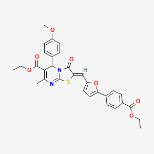 molecular formula C31H28N2O7S B3890584 ethyl 2-({5-[4-(ethoxycarbonyl)phenyl]-2-furyl}methylene)-5-(4-methoxyphenyl)-7-methyl-3-oxo-2,3-dihydro-5H-[1,3]thiazolo[3,2-a]pyrimidine-6-carboxylate 