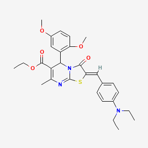 ethyl (2Z)-2-[[4-(diethylamino)phenyl]methylidene]-5-(2,5-dimethoxyphenyl)-7-methyl-3-oxo-5H-[1,3]thiazolo[3,2-a]pyrimidine-6-carboxylate