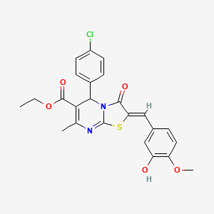 molecular formula C24H21ClN2O5S B3890600 ethyl (2Z)-5-(4-chlorophenyl)-2-(3-hydroxy-4-methoxybenzylidene)-7-methyl-3-oxo-2,3-dihydro-5H-[1,3]thiazolo[3,2-a]pyrimidine-6-carboxylate 