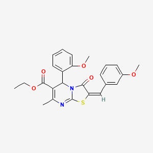 ethyl (2E)-5-(2-methoxyphenyl)-2-[(3-methoxyphenyl)methylidene]-7-methyl-3-oxo-5H-[1,3]thiazolo[3,2-a]pyrimidine-6-carboxylate