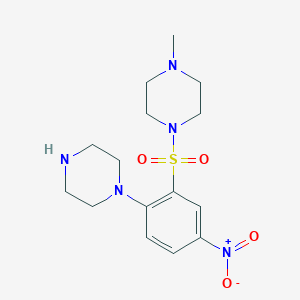 molecular formula C15H23N5O4S B389061 Piperazine, 4-methyl-1-[5-nitro-2-(1-piperazinyl)phenylsulfonyl]- 