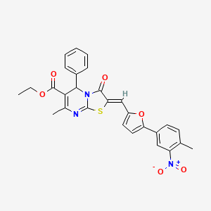 molecular formula C28H23N3O6S B3890617 ethyl (2Z)-7-methyl-2-[[5-(4-methyl-3-nitrophenyl)furan-2-yl]methylidene]-3-oxo-5-phenyl-5H-[1,3]thiazolo[3,2-a]pyrimidine-6-carboxylate 