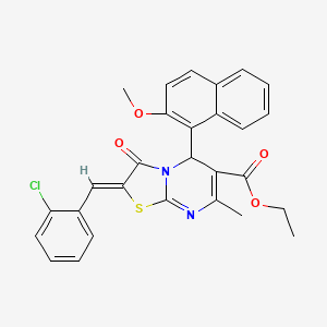 molecular formula C28H23ClN2O4S B3890621 ethyl (2Z)-2-[(2-chlorophenyl)methylidene]-5-(2-methoxynaphthalen-1-yl)-7-methyl-3-oxo-5H-[1,3]thiazolo[3,2-a]pyrimidine-6-carboxylate 