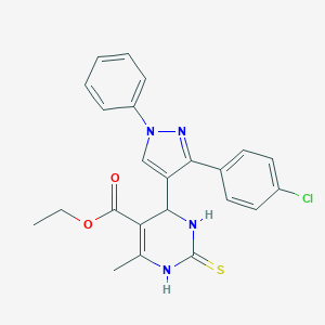 molecular formula C23H21ClN4O2S B389063 ethyl 4-[3-(4-chlorophenyl)-1-phenylpyrazol-4-yl]-6-methyl-2-sulfanylidene-3,4-dihydro-1H-pyrimidine-5-carboxylate CAS No. 309267-51-4