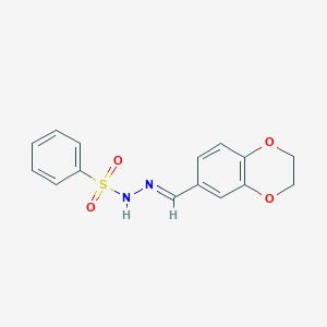 molecular formula C15H14N2O4S B3890635 N'-(2,3-dihydro-1,4-benzodioxin-6-ylmethylene)benzenesulfonohydrazide 