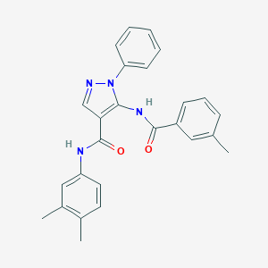 molecular formula C26H24N4O2 B389065 N-(3,4-dimethylphenyl)-5-[(3-methylbenzoyl)amino]-1-phenyl-1H-pyrazole-4-carboxamide 