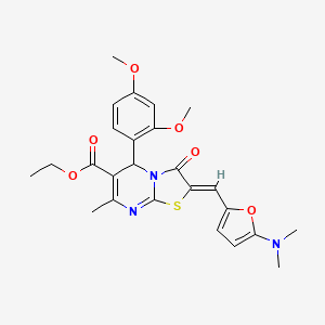 molecular formula C25H27N3O6S B3890659 ethyl (2Z)-5-(2,4-dimethoxyphenyl)-2-{[5-(dimethylamino)furan-2-yl]methylidene}-7-methyl-3-oxo-2,3-dihydro-5H-[1,3]thiazolo[3,2-a]pyrimidine-6-carboxylate 