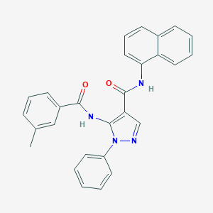 molecular formula C28H22N4O2 B389066 5-[(3-methylbenzoyl)amino]-N-(1-naphthyl)-1-phenyl-1H-pyrazole-4-carboxamide 