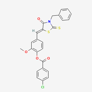 4-[(Z)-(3-benzyl-4-oxo-2-thioxo-1,3-thiazolidin-5-ylidene)methyl]-2-methoxyphenyl 4-chlorobenzoate