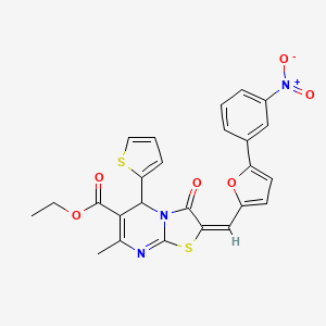 ethyl (2E)-7-methyl-2-[[5-(3-nitrophenyl)furan-2-yl]methylidene]-3-oxo-5-thiophen-2-yl-5H-[1,3]thiazolo[3,2-a]pyrimidine-6-carboxylate