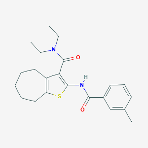 molecular formula C22H28N2O2S B389070 N,N-diethyl-2-[(3-methylbenzoyl)amino]-5,6,7,8-tetrahydro-4H-cyclohepta[b]thiophene-3-carboxamide 