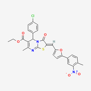 Ethyl (2Z)-5-(4-chlorophenyl)-7-methyl-2-{[5-(4-methyl-3-nitrophenyl)furan-2-YL]methylidene}-3-oxo-2H,3H,5H-[1,3]thiazolo[3,2-A]pyrimidine-6-carboxylate