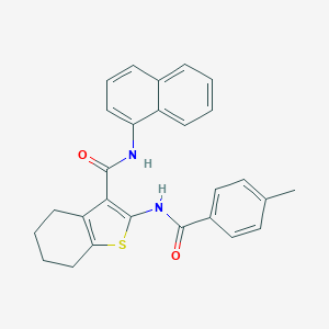 molecular formula C27H24N2O2S B389071 2-[(4-methylbenzoyl)amino]-N-1-naphthyl-4,5,6,7-tetrahydro-1-benzothiophene-3-carboxamide 