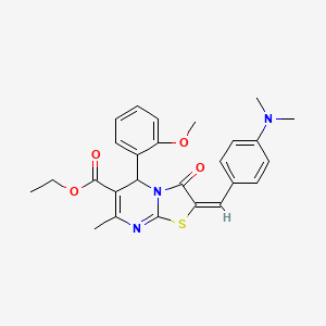 molecular formula C26H27N3O4S B3890713 ethyl 2-[4-(dimethylamino)benzylidene]-5-(2-methoxyphenyl)-7-methyl-3-oxo-2,3-dihydro-5H-[1,3]thiazolo[3,2-a]pyrimidine-6-carboxylate 