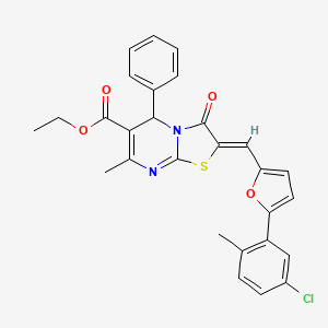 molecular formula C28H23ClN2O4S B3890719 ethyl (2Z)-2-{[5-(5-chloro-2-methylphenyl)furan-2-yl]methylidene}-7-methyl-3-oxo-5-phenyl-2,3-dihydro-5H-[1,3]thiazolo[3,2-a]pyrimidine-6-carboxylate 