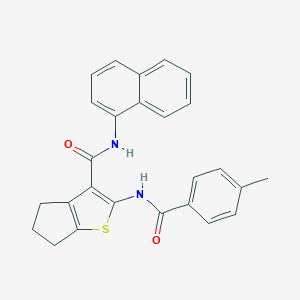 molecular formula C26H22N2O2S B389072 2-[(4-methylbenzoyl)amino]-N-1-naphthyl-5,6-dihydro-4H-cyclopenta[b]thiophene-3-carboxamide 