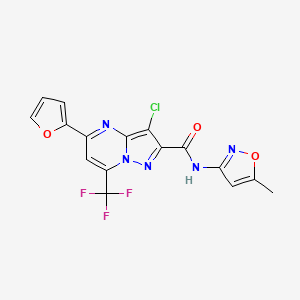 molecular formula C16H9ClF3N5O3 B3890721 3-chloro-5-(2-furyl)-N-(5-methyl-3-isoxazolyl)-7-(trifluoromethyl)pyrazolo[1,5-a]pyrimidine-2-carboxamide 