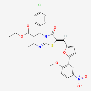 molecular formula C28H22ClN3O7S B3890722 ethyl (2Z)-5-(4-chlorophenyl)-2-[[5-(2-methoxy-5-nitrophenyl)furan-2-yl]methylidene]-7-methyl-3-oxo-5H-[1,3]thiazolo[3,2-a]pyrimidine-6-carboxylate 