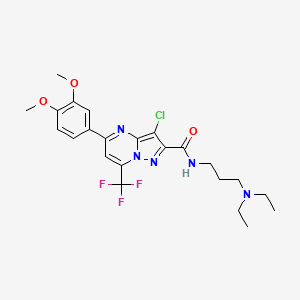 molecular formula C23H27ClF3N5O3 B3890726 3-chloro-N-[3-(diethylamino)propyl]-5-(3,4-dimethoxyphenyl)-7-(trifluoromethyl)pyrazolo[1,5-a]pyrimidine-2-carboxamide 