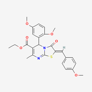 molecular formula C26H26N2O6S B3890732 ETHYL (2Z)-5-(2,5-DIMETHOXYPHENYL)-2-[(4-METHOXYPHENYL)METHYLIDENE]-7-METHYL-3-OXO-2H,3H,5H-[1,3]THIAZOLO[3,2-A]PYRIMIDINE-6-CARBOXYLATE 