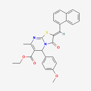 molecular formula C28H24N2O4S B3890739 ethyl (2Z)-5-(4-methoxyphenyl)-7-methyl-2-(naphthalen-1-ylmethylidene)-3-oxo-2,3-dihydro-5H-[1,3]thiazolo[3,2-a]pyrimidine-6-carboxylate 