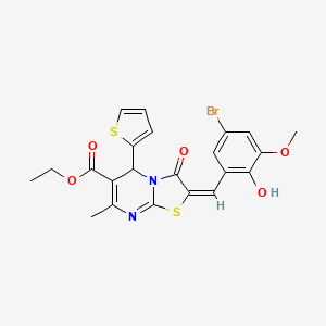 molecular formula C22H19BrN2O5S2 B3890744 ethyl 2-(5-bromo-2-hydroxy-3-methoxybenzylidene)-7-methyl-3-oxo-5-(2-thienyl)-2,3-dihydro-5H-[1,3]thiazolo[3,2-a]pyrimidine-6-carboxylate 