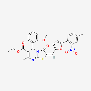 ethyl 5-(2-methoxyphenyl)-7-methyl-2-{[5-(4-methyl-2-nitrophenyl)-2-furyl]methylene}-3-oxo-2,3-dihydro-5H-[1,3]thiazolo[3,2-a]pyrimidine-6-carboxylate