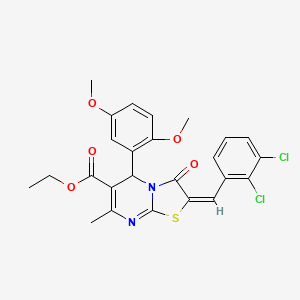 molecular formula C25H22Cl2N2O5S B3890770 ethyl (2E)-2-[(2,3-dichlorophenyl)methylidene]-5-(2,5-dimethoxyphenyl)-7-methyl-3-oxo-5H-[1,3]thiazolo[3,2-a]pyrimidine-6-carboxylate 