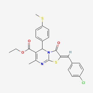 molecular formula C24H21ClN2O3S2 B3890778 ethyl (2Z)-2-(4-chlorobenzylidene)-7-methyl-5-[4-(methylsulfanyl)phenyl]-3-oxo-2,3-dihydro-5H-[1,3]thiazolo[3,2-a]pyrimidine-6-carboxylate 