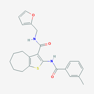 molecular formula C23H24N2O3S B389079 N-(furan-2-ylmethyl)-2-[(3-methylbenzoyl)amino]-5,6,7,8-tetrahydro-4H-cyclohepta[b]thiophene-3-carboxamide CAS No. 6047-44-5