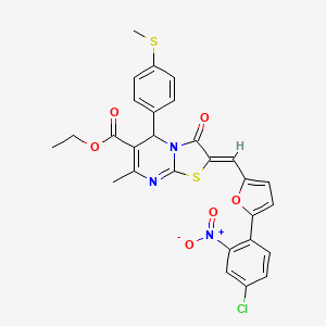 ethyl (2Z)-2-[[5-(4-chloro-2-nitrophenyl)furan-2-yl]methylidene]-7-methyl-5-(4-methylsulfanylphenyl)-3-oxo-5H-[1,3]thiazolo[3,2-a]pyrimidine-6-carboxylate