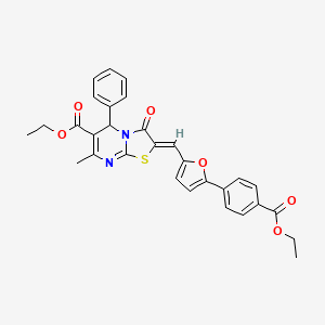 molecular formula C30H26N2O6S B3890800 ethyl (2Z)-2-({5-[4-(ethoxycarbonyl)phenyl]furan-2-yl}methylidene)-7-methyl-3-oxo-5-phenyl-2,3-dihydro-5H-[1,3]thiazolo[3,2-a]pyrimidine-6-carboxylate 