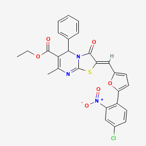 molecular formula C27H20ClN3O6S B3890805 ethyl (2Z)-2-[[5-(4-chloro-2-nitrophenyl)furan-2-yl]methylidene]-7-methyl-3-oxo-5-phenyl-5H-[1,3]thiazolo[3,2-a]pyrimidine-6-carboxylate 