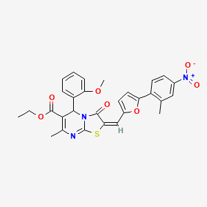 molecular formula C29H25N3O7S B3890818 ethyl (2E)-5-(2-methoxyphenyl)-7-methyl-2-[[5-(2-methyl-4-nitrophenyl)furan-2-yl]methylidene]-3-oxo-5H-[1,3]thiazolo[3,2-a]pyrimidine-6-carboxylate 