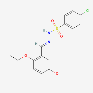 molecular formula C16H17ClN2O4S B3890825 4-chloro-N-[(E)-(2-ethoxy-5-methoxyphenyl)methylideneamino]benzenesulfonamide 