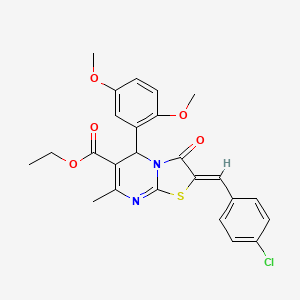 molecular formula C25H23ClN2O5S B3890828 ethyl (2Z)-2-[(4-chlorophenyl)methylidene]-5-(2,5-dimethoxyphenyl)-7-methyl-3-oxo-5H-[1,3]thiazolo[3,2-a]pyrimidine-6-carboxylate 