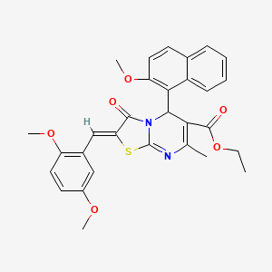 ethyl (2Z)-2-[(2,5-dimethoxyphenyl)methylidene]-5-(2-methoxynaphthalen-1-yl)-7-methyl-3-oxo-5H-[1,3]thiazolo[3,2-a]pyrimidine-6-carboxylate