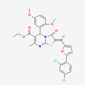 ethyl (2Z)-2-[[5-(2,4-dichlorophenyl)furan-2-yl]methylidene]-5-(2,5-dimethoxyphenyl)-7-methyl-3-oxo-5H-[1,3]thiazolo[3,2-a]pyrimidine-6-carboxylate