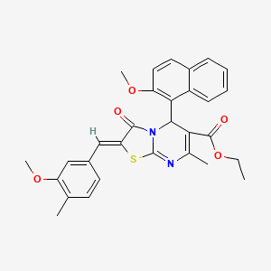 ethyl (2Z)-2-[(3-methoxy-4-methylphenyl)methylidene]-5-(2-methoxynaphthalen-1-yl)-7-methyl-3-oxo-5H-[1,3]thiazolo[3,2-a]pyrimidine-6-carboxylate