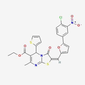 ethyl (2E)-2-[[5-(4-chloro-3-nitrophenyl)furan-2-yl]methylidene]-7-methyl-3-oxo-5-thiophen-2-yl-5H-[1,3]thiazolo[3,2-a]pyrimidine-6-carboxylate